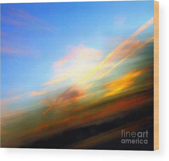 Sunset Wood Print featuring the photograph Sunset Reflections - Abstract by Robyn King
