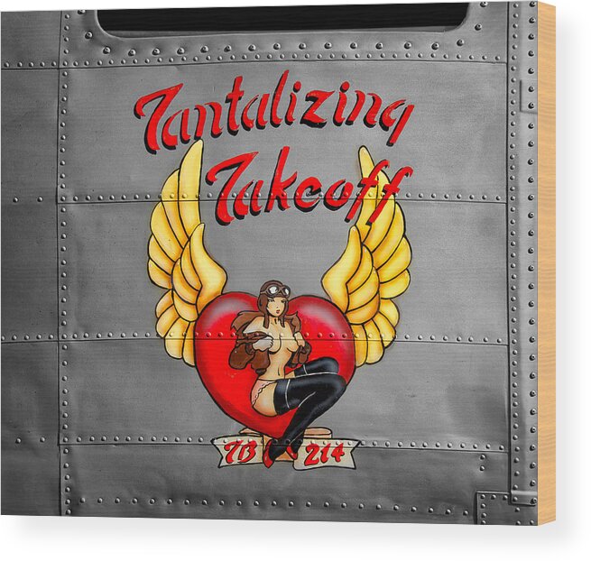 Tantalizing Takeoff Wood Print featuring the photograph Tantalizing Takeoff Noseart by Steven Michael