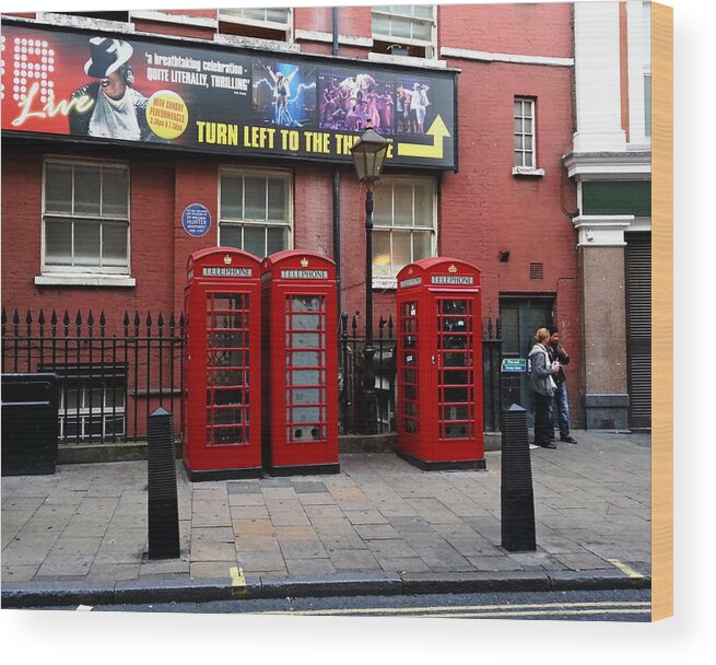 London Wood Print featuring the photograph Telephone Box Story by Nicky Jameson