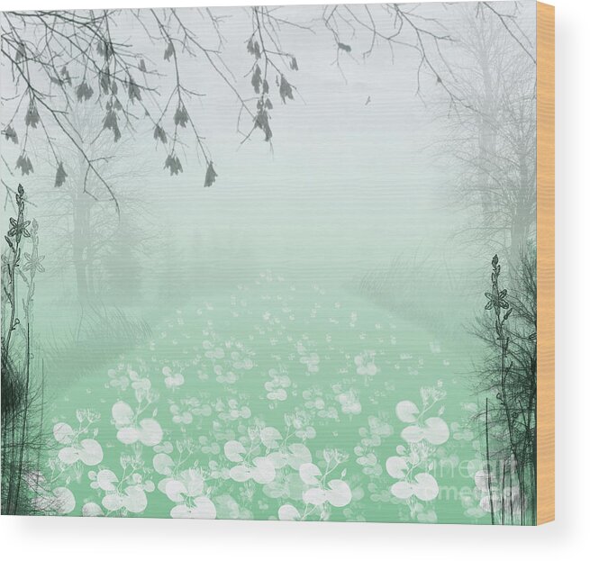 Flower Wood Print featuring the digital art That Misty Morning by Trilby Cole