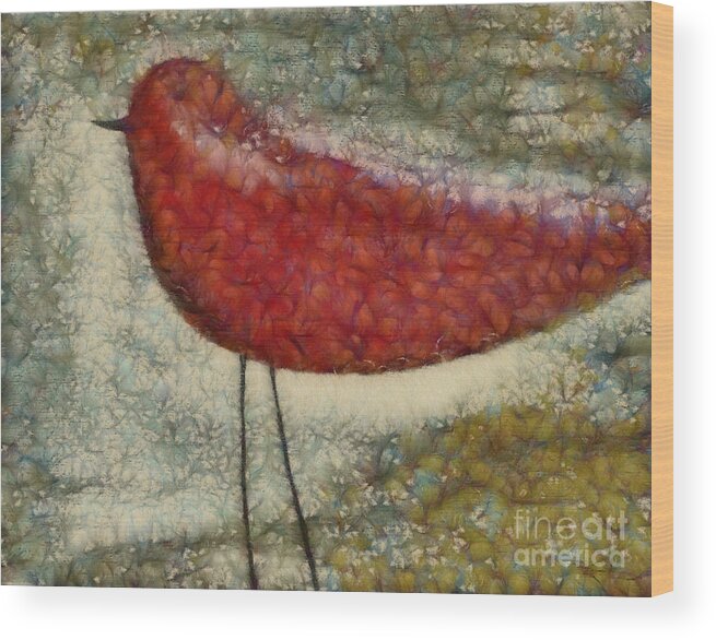 Bird Mixed Media Wood Print featuring the painting The Bird Sp0901 by Variance Collections