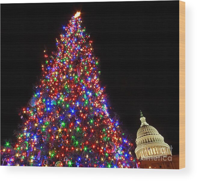 Us Capitol Wood Print featuring the photograph The Capitol Christmas Tree by SCB Captures