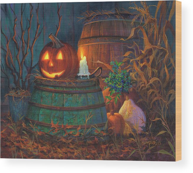 Michael Humphries Wood Print featuring the painting The Great Pumpkin by Michael Humphries