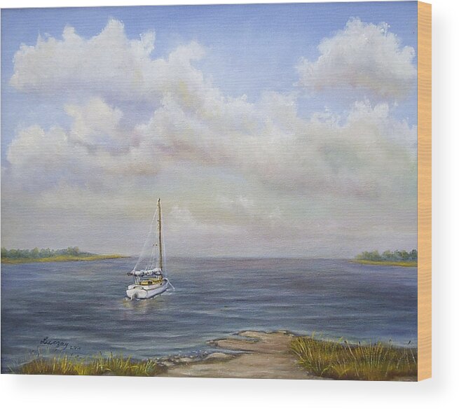 Luczay Wood Print featuring the painting The Inlet by Katalin Luczay