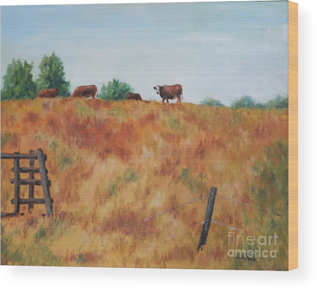 Pasture Wood Print featuring the painting The Lookout by William Reed