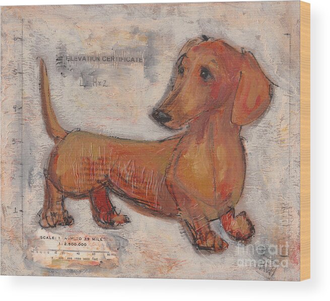 Doxie Wood Print featuring the painting The Math Behind the Myth by Robin Wiesneth