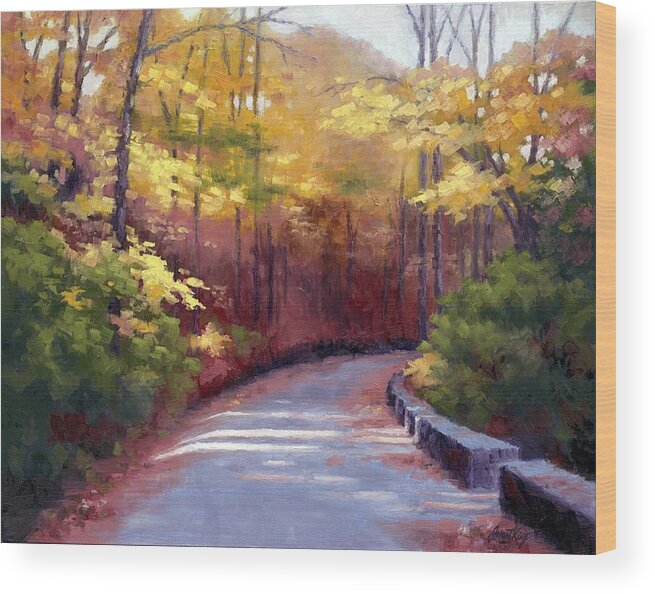 Autumn Paintings Wood Print featuring the painting The Old Roadway in Autumn II by Janet King