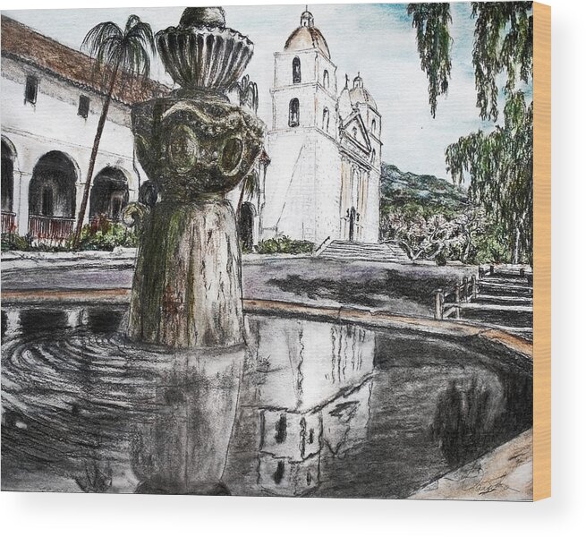Santa Barbara Wood Print featuring the painting The reflection of reality by Danuta Bennett