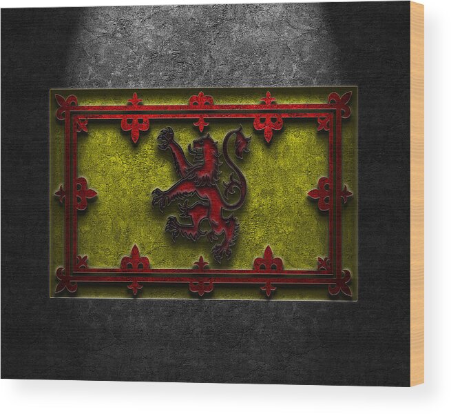 Backdrop Wood Print featuring the digital art The Royal Standard of Scotland Stone Texture by Brian Carson