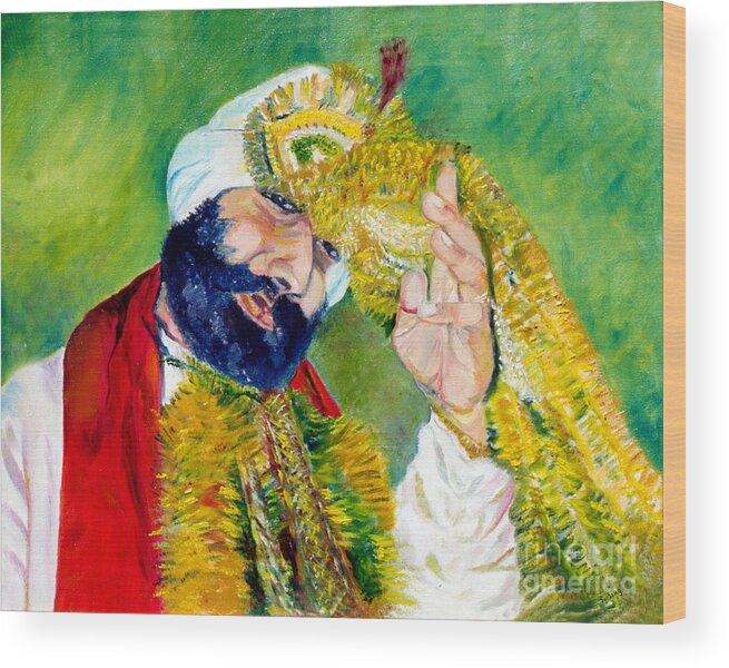Groom Wood Print featuring the painting The Sikh groom by Sarabjit Singh