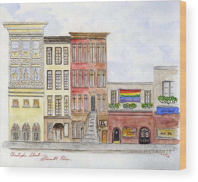 Stonewall Inn Wood Print featuring the painting The Stonewall Inn by AFineLyne
