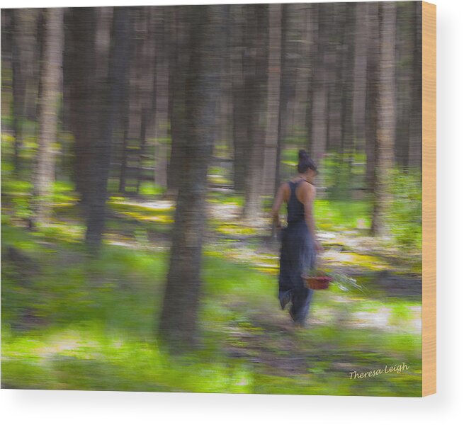Impressionist Wood Print featuring the photograph Through The Woods 2 by Theresa Tahara