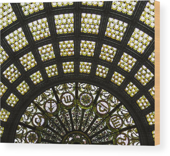 Tiffany Stained Glass Wood Print featuring the photograph Tiffany - Chicago Architecture Photography by Melanie Alexandra Price