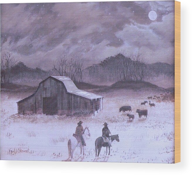 Landscapes Wood Print featuring the painting Till The Cows Come Home by William Stewart