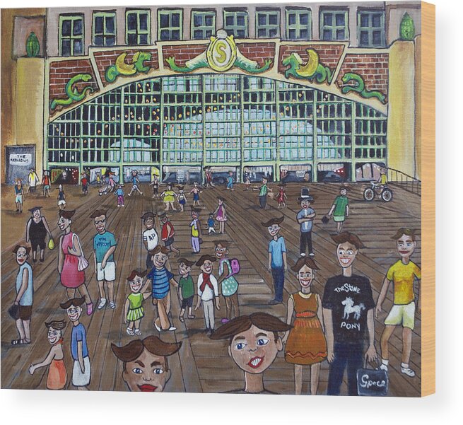 Asbury Park Wood Print featuring the painting Tillie is Everyone by Patricia Arroyo