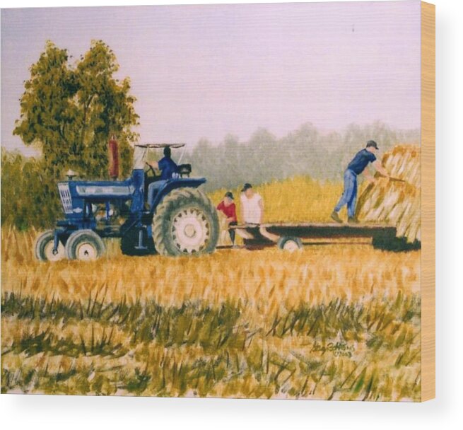 Transportation Wood Print featuring the painting Tobacco farmers by Stacy C Bottoms