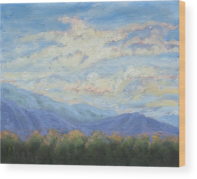 Ojai Wood Print featuring the painting Topa Sky by Patricia Cluche