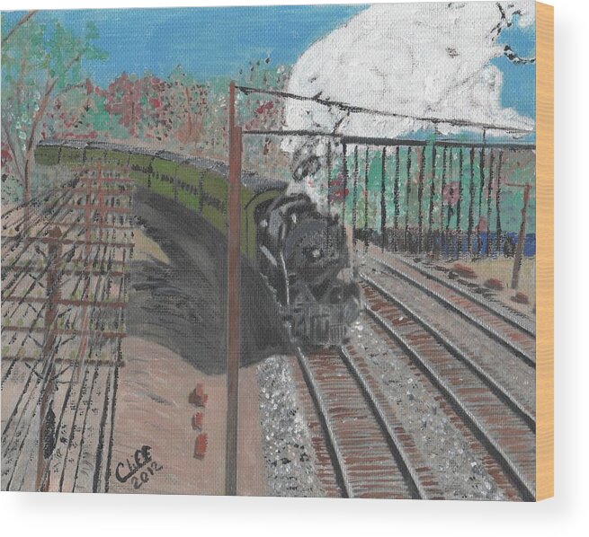 Train Wood Print featuring the painting Train 641 by Cliff Wilson