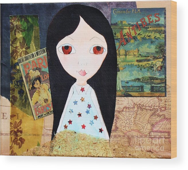 Girl Wood Print featuring the painting Traveling Little Girl by Melinda Etzold