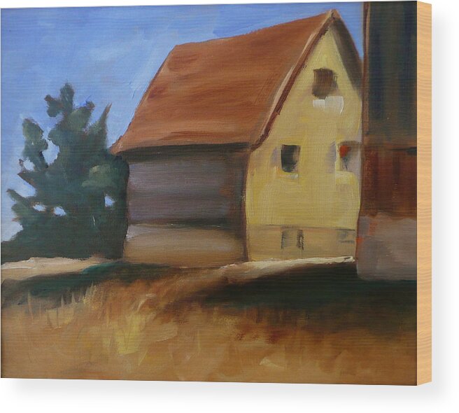 Barn Wood Print featuring the painting Tucked Away by Jo Appleby