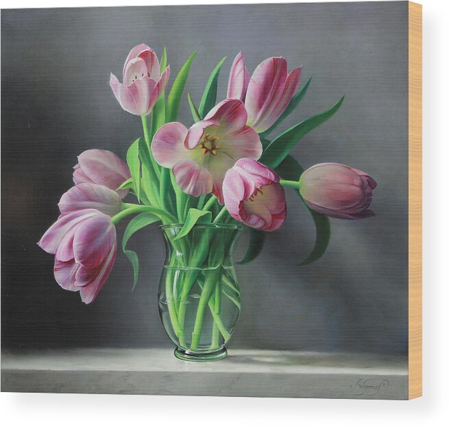 Tulips Wood Print featuring the painting Tullips from Holland by Pieter Wagemans