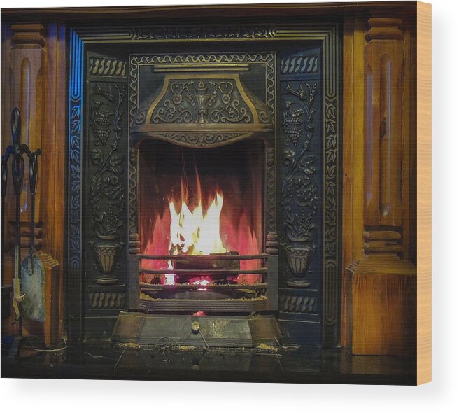 Ireland Wood Print featuring the photograph Turf fire in Irish Cottage by James Truett