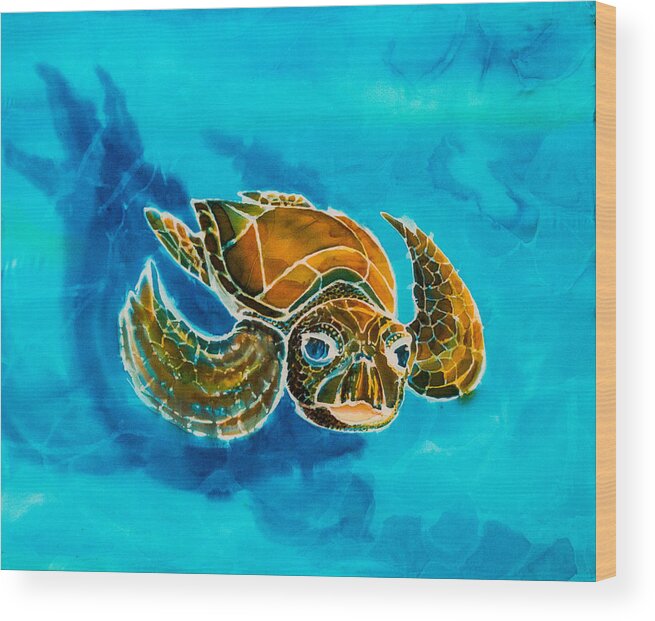 Turtle Wood Print featuring the painting Turtle Soup by Kelly Smith