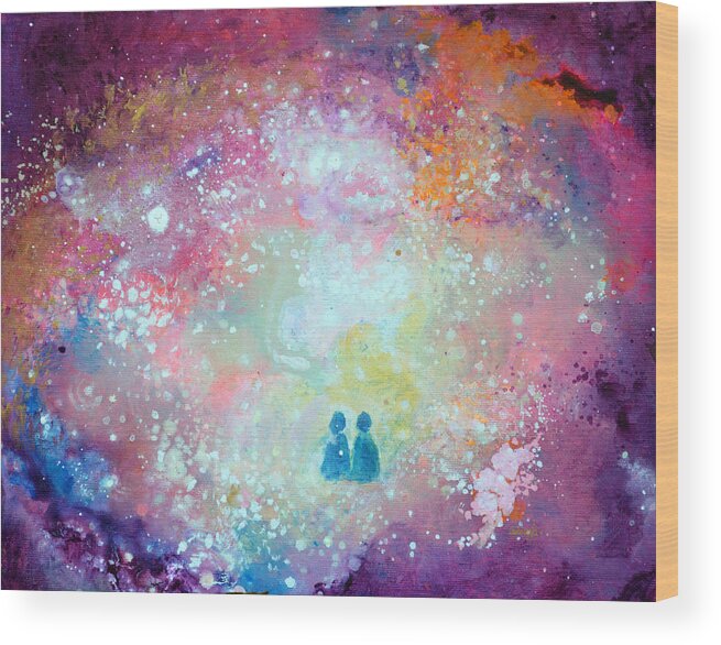 Twin Flames Wood Print featuring the painting Twin Flames by Ashleigh Dyan Bayer