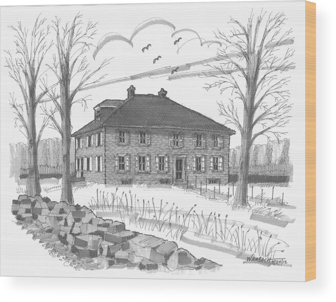 Ulster County Historical Society Museum Wood Print featuring the drawing Ulster County Museum by Richard Wambach