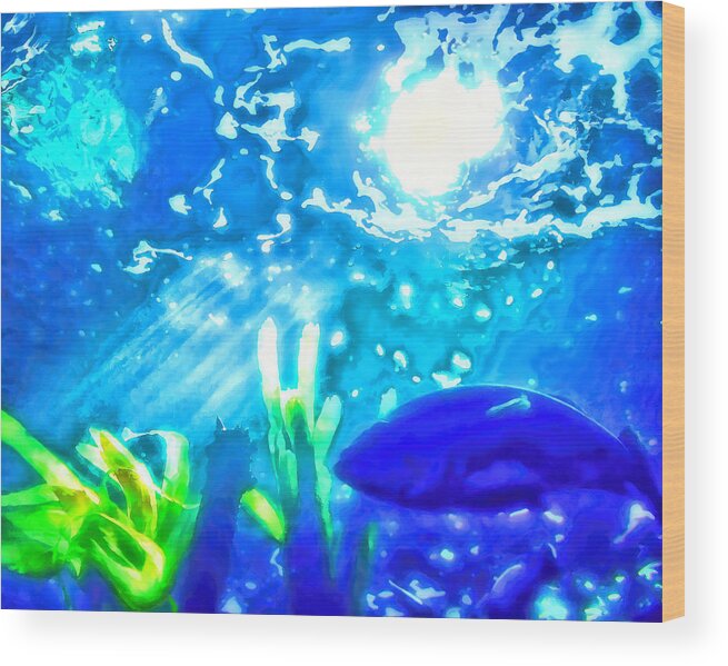 Under The Sea Wood Print featuring the painting Under The Sea Illumination by Tracie Schiebel