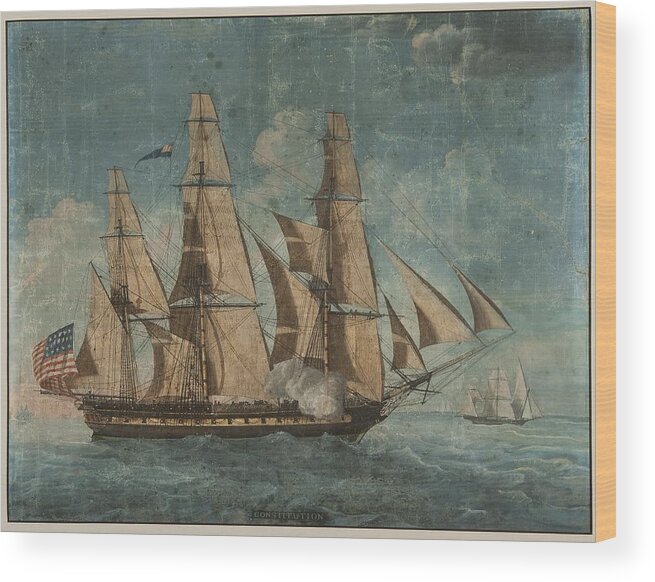 Uss Constitution 1803 Wood Print featuring the painting USS Constitution 1803 by Celestial Images