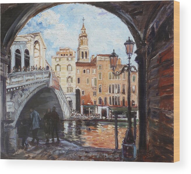 Venice Wood Print featuring the painting Venice - Rialto Bridge by Irek Szelag