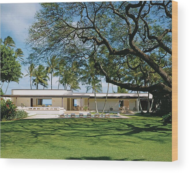 No People Wood Print featuring the photograph View Of Resort With Lawn by Mary E. Nichols
