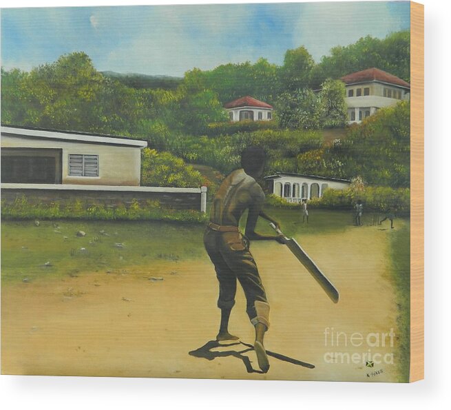 Cricket Wood Print featuring the painting Village Cricket by Kenneth Harris