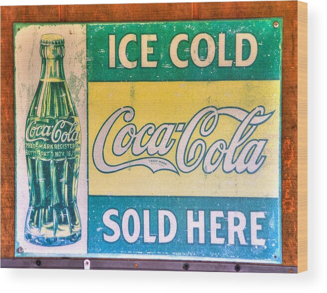 Coca Cola Wood Print featuring the photograph Vintage Coca Cola Sign by Michael Mazaika