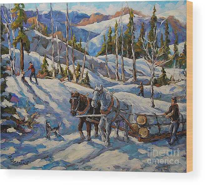 Bush Landscape Wood Print featuring the painting Vintage New England Loggers by Prankearts by Richard T Pranke