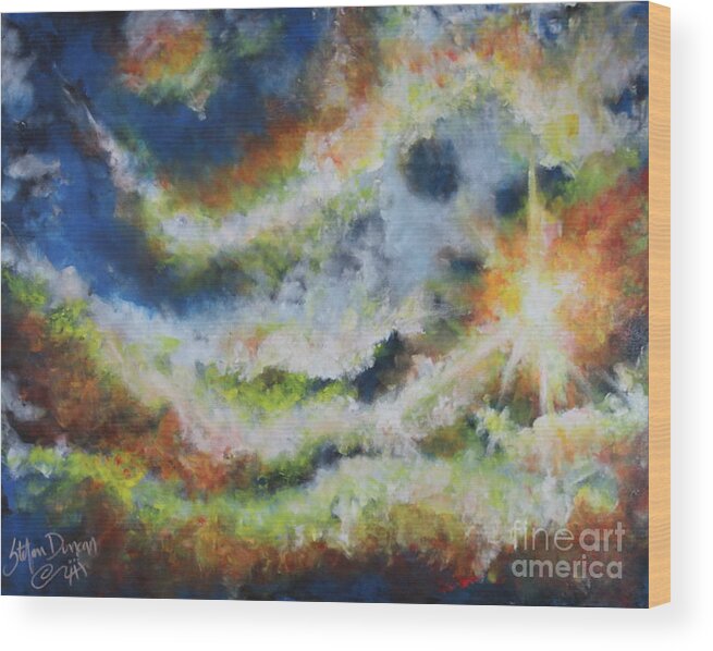 Impressionism Wood Print featuring the painting Vision In The Clouds by Stefan Duncan