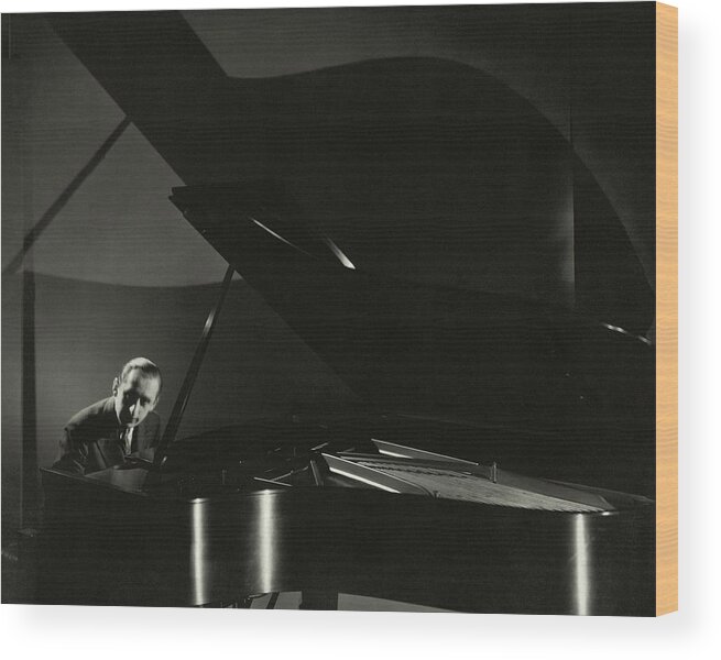 Music Wood Print featuring the photograph Vladimir Horowitz At A Grand Piano by Edward Steichen