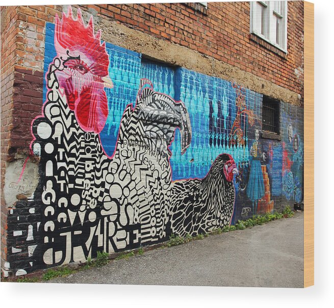 Brick Buildings Wood Print featuring the photograph Wall of Chicken by Jennifer Robin