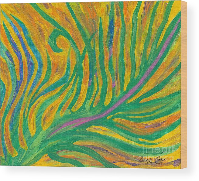 Feather Wood Print featuring the painting Wanting to Fly by Denise Hoag