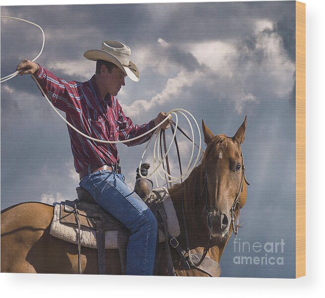 Warming Up To Rodeo Wood Print featuring the photograph Warming Up To Rodeo by Priscilla Burgers