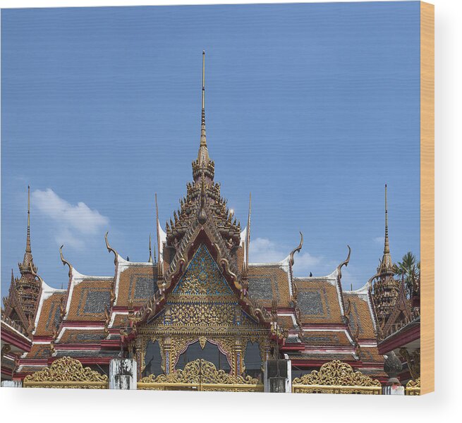 Temple Wood Print featuring the photograph Wat Dokmai Pavilion Roof DTHB1785 by Gerry Gantt