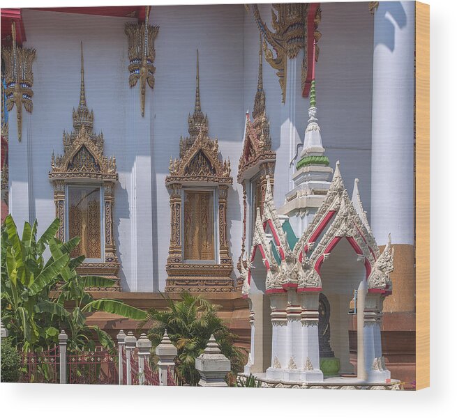 Temple Wood Print featuring the photograph Wat Dokmai Phra Ubosot Windows DTHB1778 by Gerry Gantt