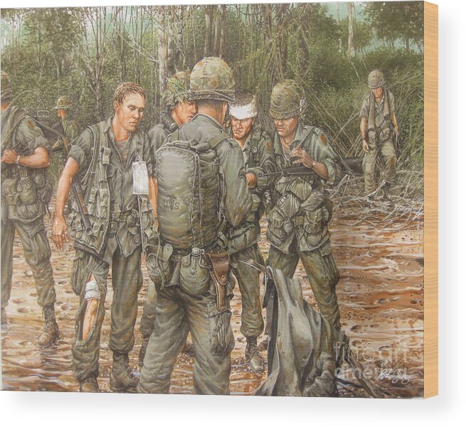  Vietnam War Art Wood Print featuring the painting We are our brothers' keepers by Bob George