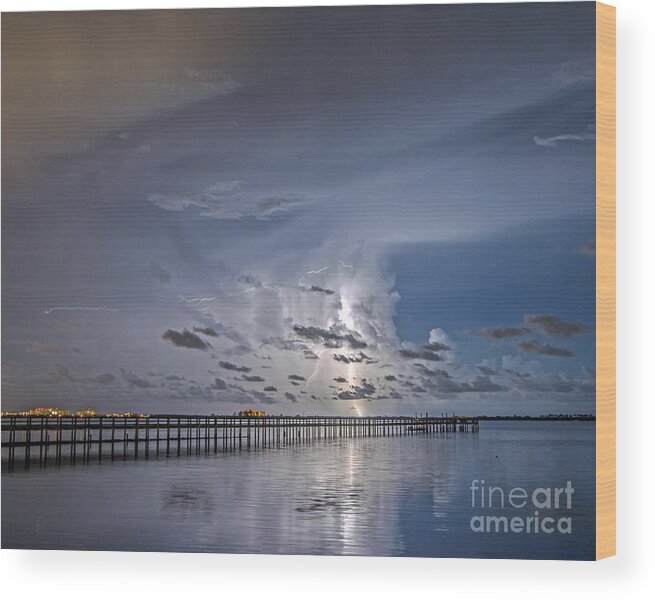 Pier Wood Print featuring the photograph Weaver Pier Illuminated by Stephen Whalen