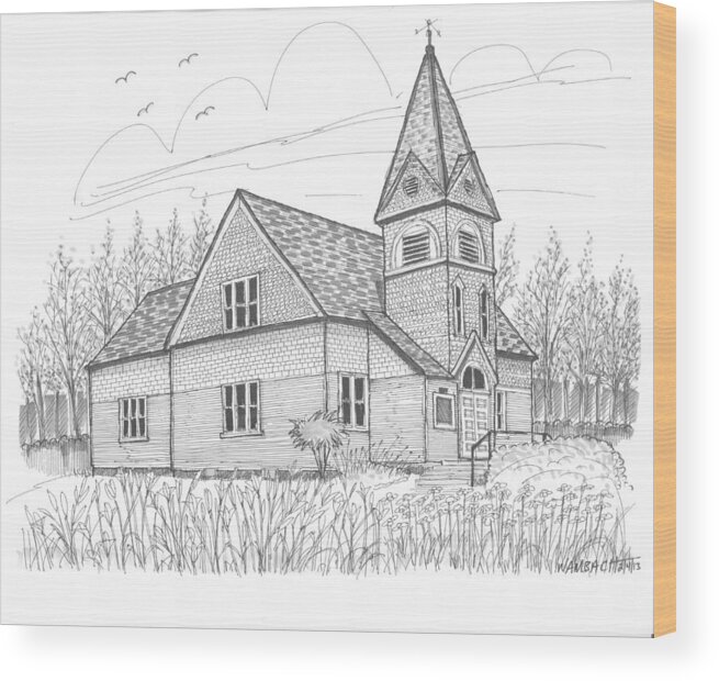 Church Wood Print featuring the drawing Westmore Community Church by Richard Wambach