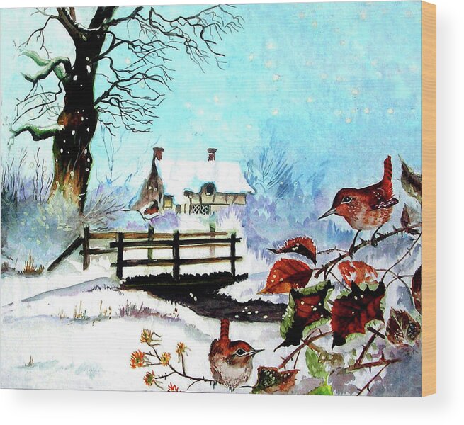 Fall Wood Print featuring the painting When It Snows by Farah Faizal