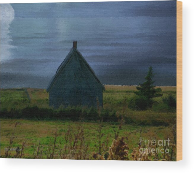 Moon Wood Print featuring the painting Where the Moon Meets the Water by RC DeWinter