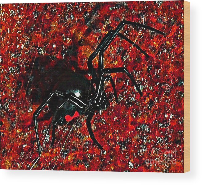 Black Widow Spider Wood Print featuring the photograph Wicked Widow - Rouge by Al Powell Photography USA