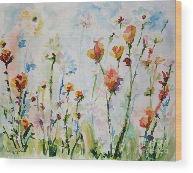 Flowers Wood Print featuring the painting Wild Flowers by Bev Arnold